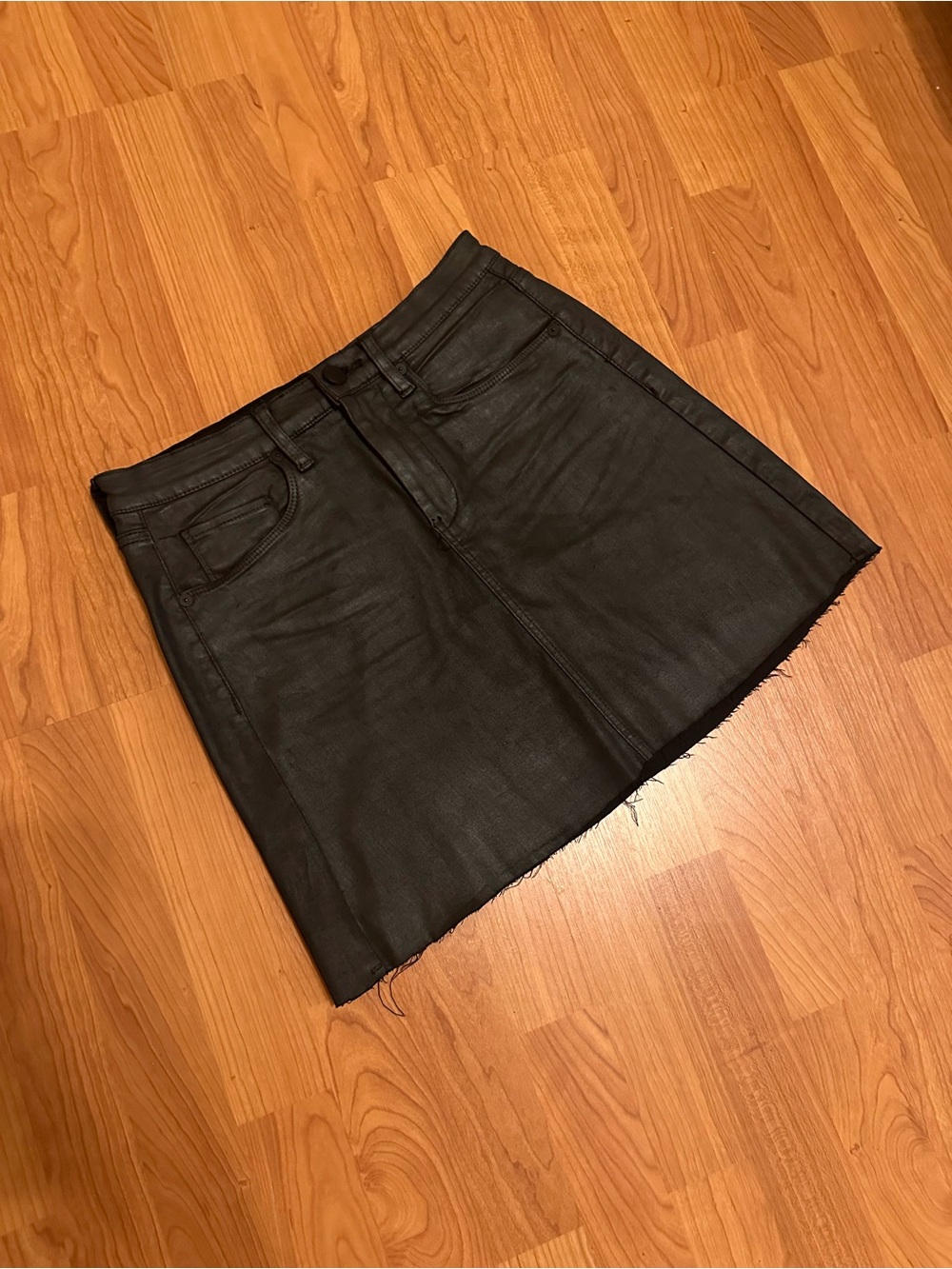 Blank NYC Black Faux Leather A-Line Mini Skirt